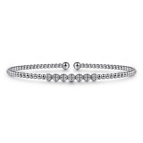 Flash Sale On Stunning Jewelry – Don't Miss Out 14K White Gold Bujukan Bead and Cluster Diamond Bangle