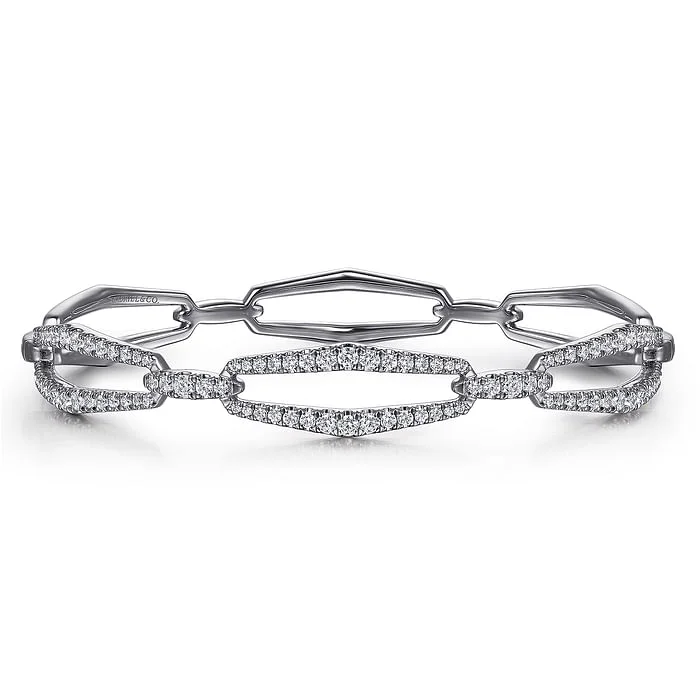 Limited-Stock Jewelry Sale – Once It's Gone, It's Gone 14K White Gold Diamond Link Bangle Bracelet