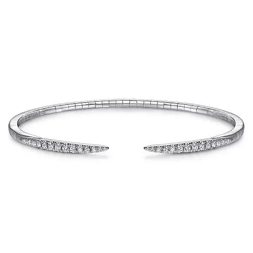 Affordable Luxury Jewelry For Every Occasion 14K White Gold Split Diamond Spike Bangle