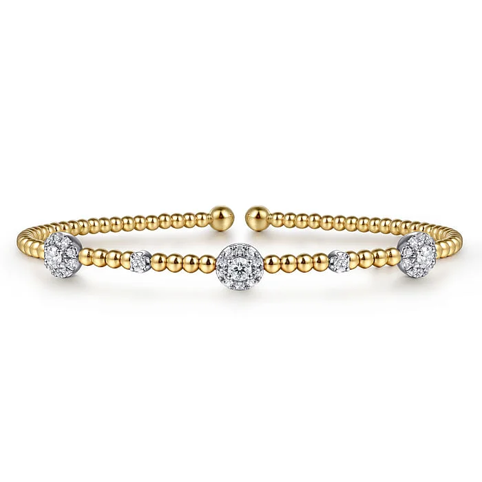 Luxury Jewelry Now At Special Promotional Rates 14K White-Yellow Gold Bujukan Diamond Cluster Stations Bangle Luxury Jewelry Now At Special Promotional Rates 14K White-Yellow Gold Bujukan Diamond Cluster Stations Bangle