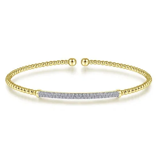 Seasonal Jewelry Deals – Elevate Your Style 14K Yellow Gold Bujukan Diamond Bar Split Bangle