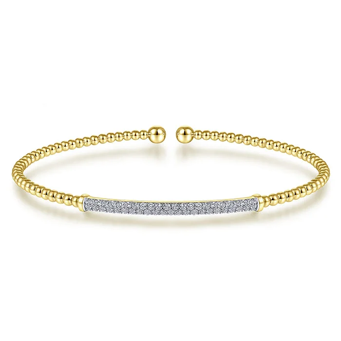 Premium Diamond Jewelry At Once-In-A-Lifetime Discounts 14K Yellow Gold Bujukan Diamond Bar Split Bangle