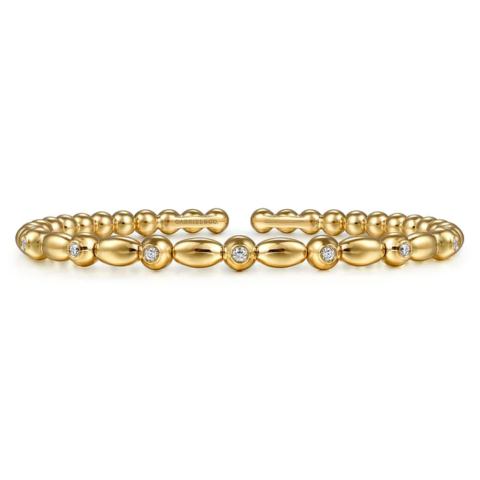 Luxury Jewelry At Unbeatable Discounts 14K Yellow Gold Bujukan Diamond Split Bangle Bracelet