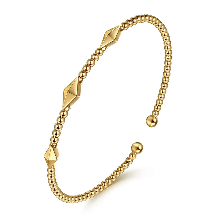 Personalized Jewelry Sale – Unique Pieces At Great Prices 14K Yellow Gold Bujukan Pyramid Stations Bangle