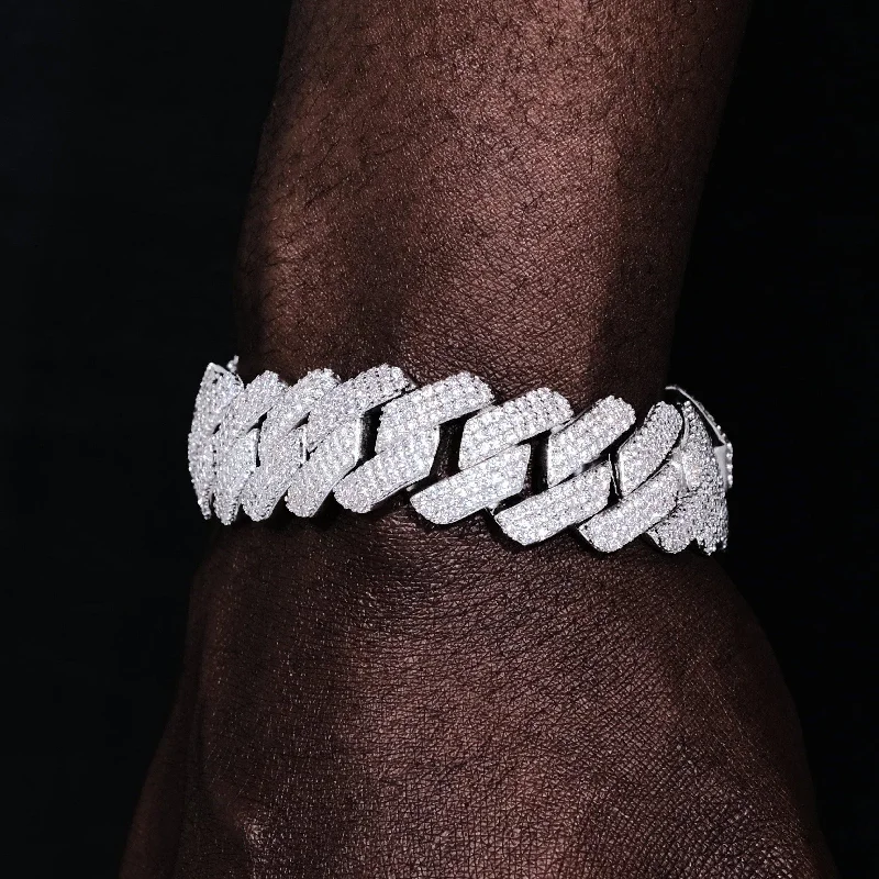 Luxury Jewelry At Unbeatable Discounts 19mm Diamond Prong Cuban Bracelet in White Gold