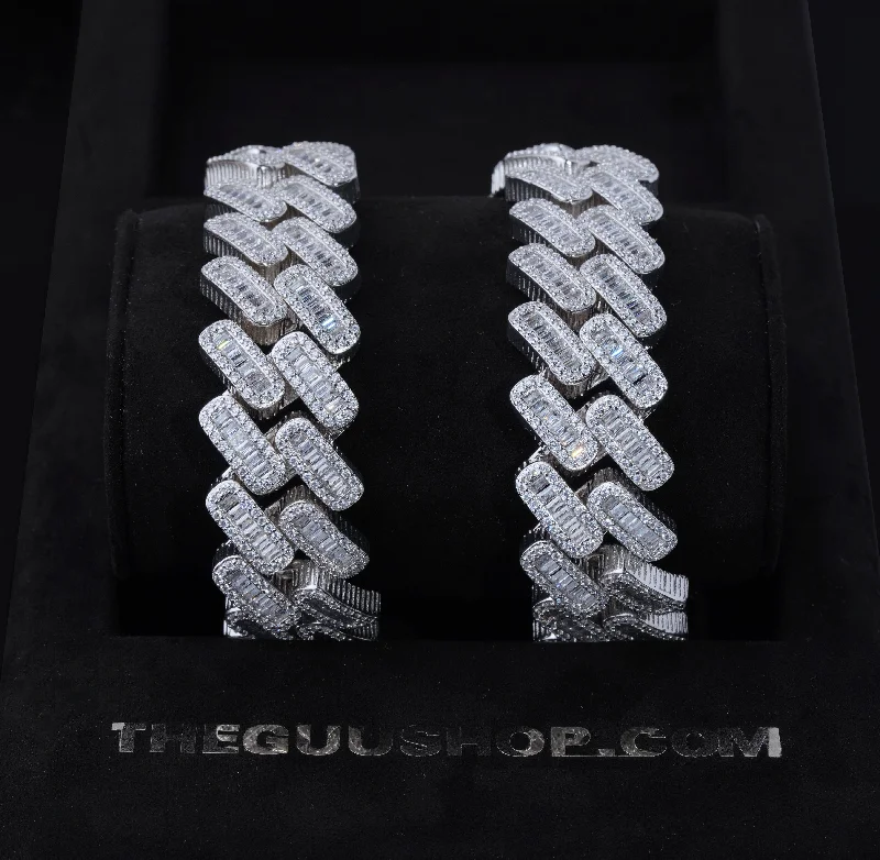 Dazzle In Elegance With Our Biggest Jewelry Sale 20MM Baguette Prong Link Bracelet