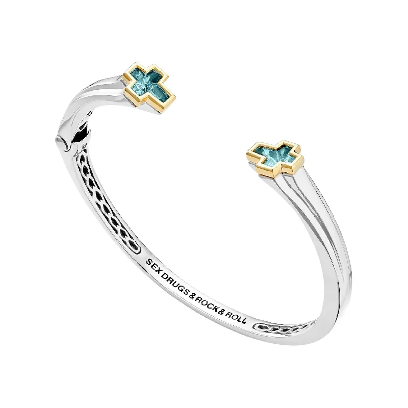 Bohemian-Inspired Jewelry For Free-Spirited Fashion Blue Topaz Cross Sex Drugs & Rock & Roll Bracelet Bohemian-Inspired Jewelry For Free-Spirited Fashion Blue Topaz Cross Sex Drugs & Rock & Roll Bracelet