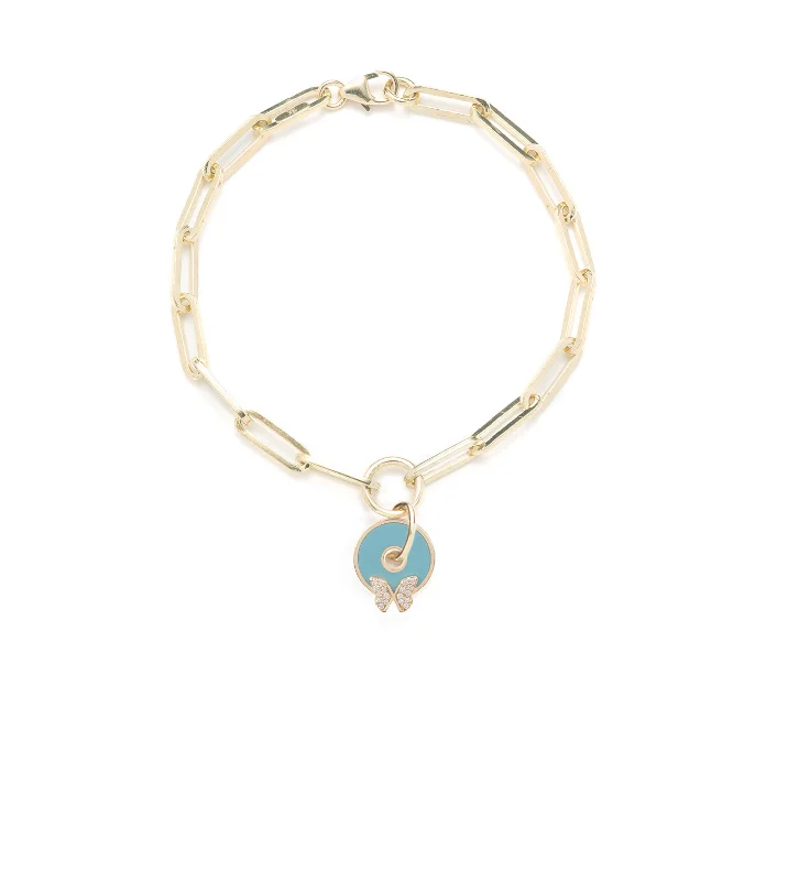 Waterproof Stainless Steel Jewelry For Lasting Beauty Reverie : Aqua Butterfly Classic Fob Bracelet Waterproof Stainless Steel Jewelry For Lasting Beauty Reverie : Aqua Butterfly Classic Fob Bracelet
