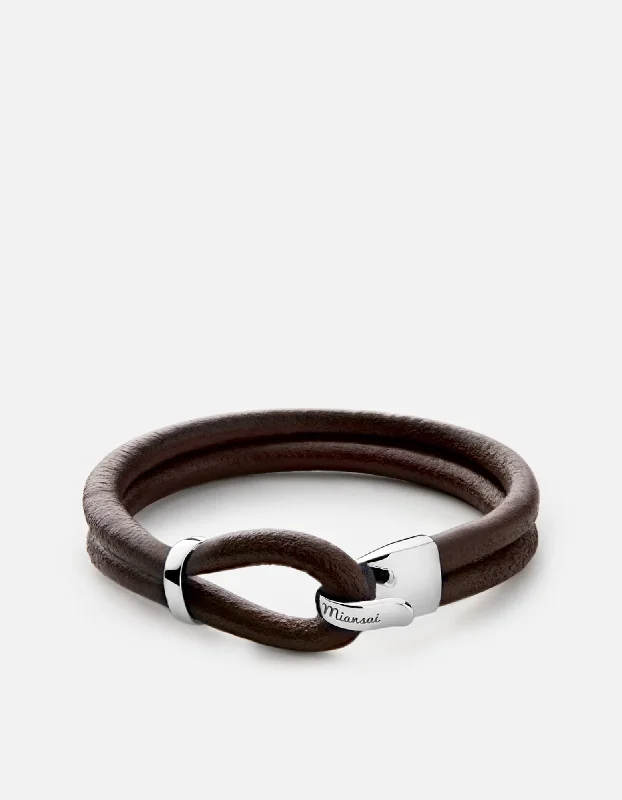 Personalized Engraved Jewelry For Meaningful Gifts Beacon Leather Cord, Sterling Silver