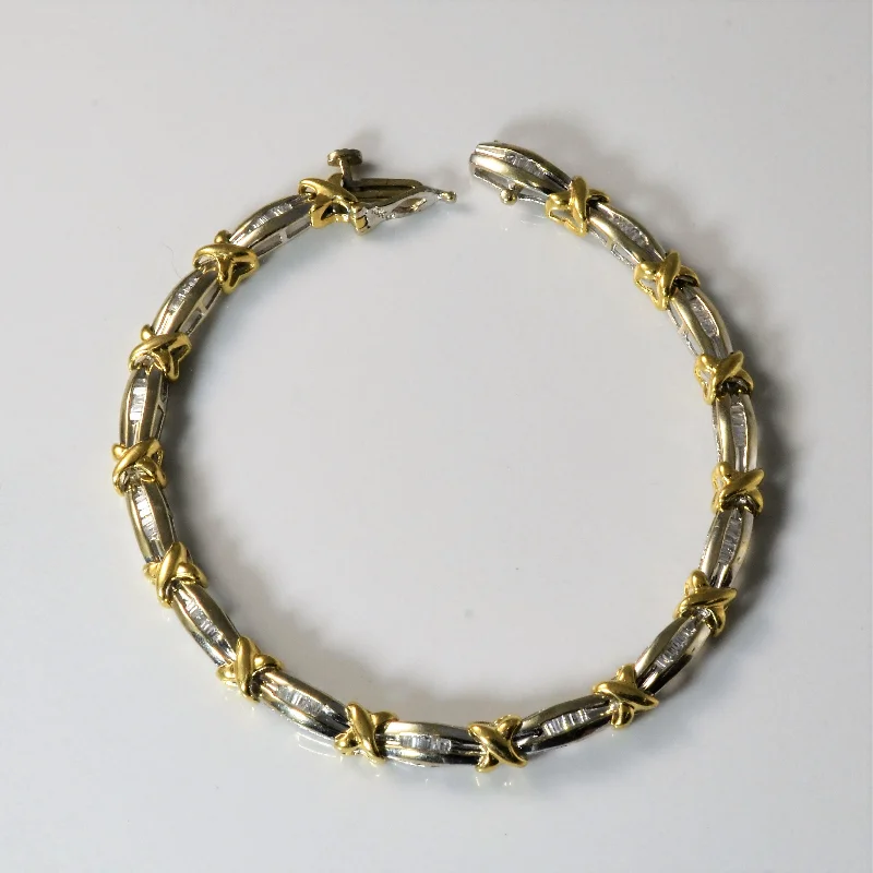 Special Jewelry Deals – Upgrade Your Collection Two Tone Baguette Diamond Bracelet | 0.18ctw | 6.5" |