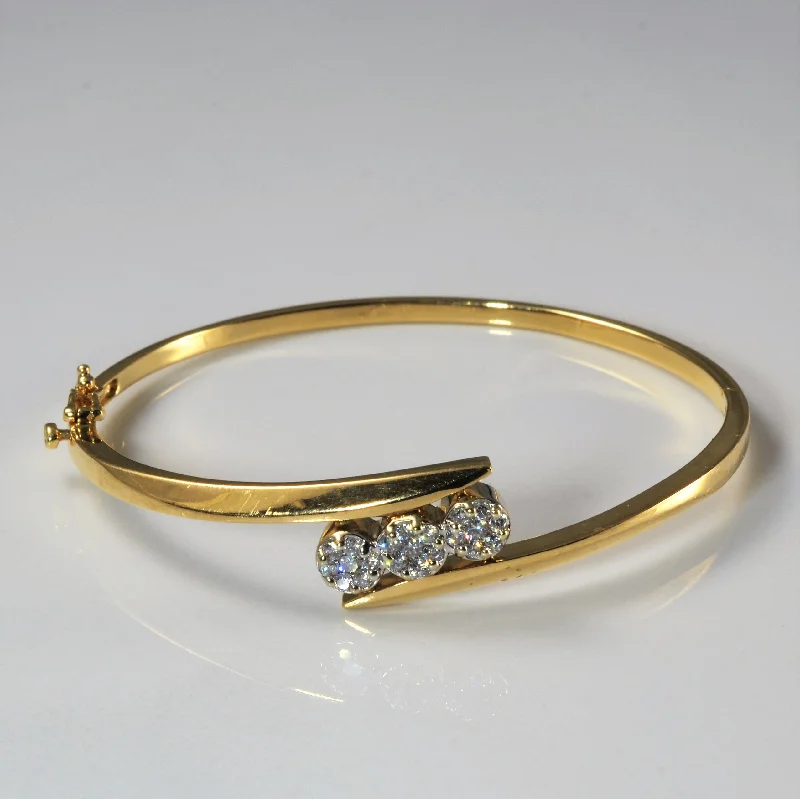 Handcrafted Jewelry Sale – Unique Designs At Low Prices Triple Diamond Cluster Bypass Bangle | 0.24ctw | 6.5" |
