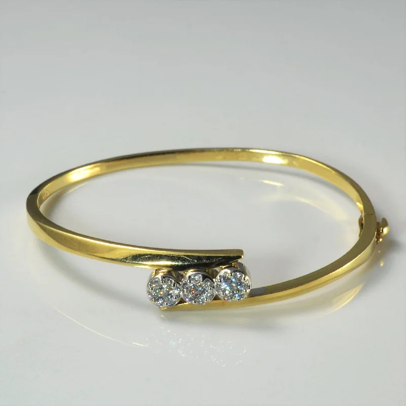 Shop Dazzling Jewelry At The Best Prices Triple Cluster Diamond Bypass Bangle | 0.24ctw | 7" |