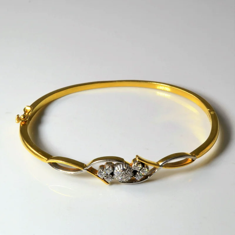 Huge Markdowns On Premium Jewelry Styles Two Tone Floral Diamond Crossover Bangle | 0.29ctw | 6.5" |