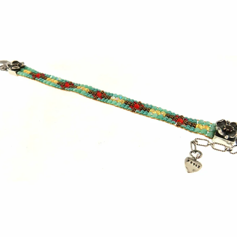 Bestselling Jewelry At Special Promotional Rates Chili Rose Hot Cross with Flower Button Ends Bracelet