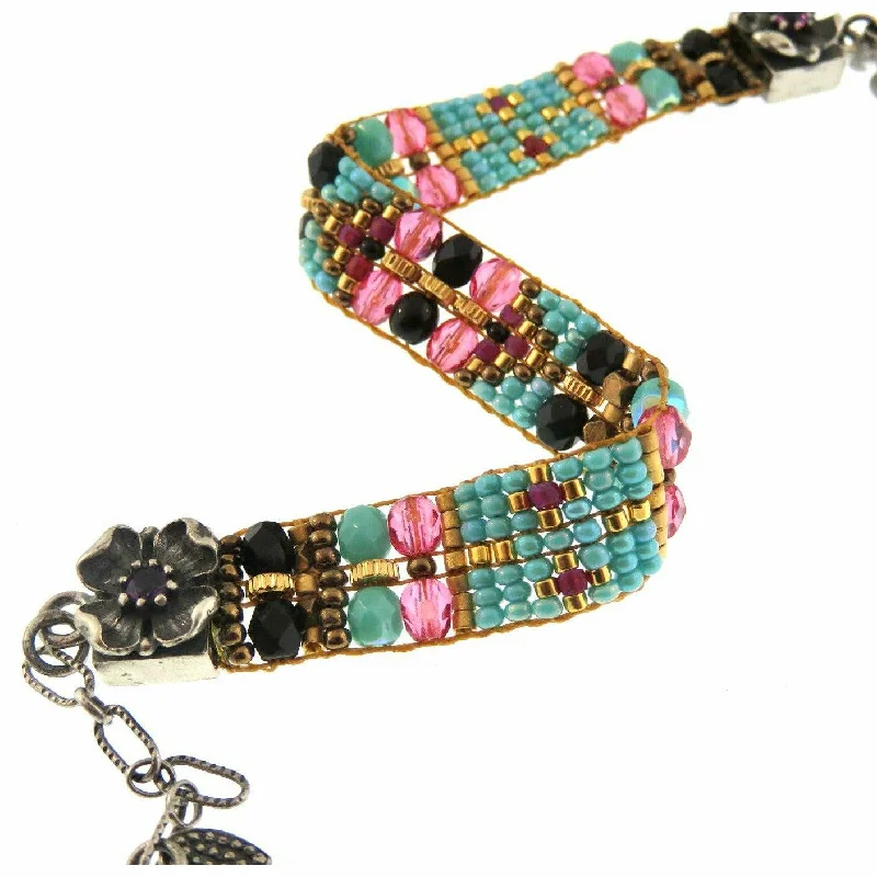Get The Sparkle You Love At Prices You Adore CHILI ROSE HOT POP DOT TURQUOISE AND PINK MIX MINI BRACELET