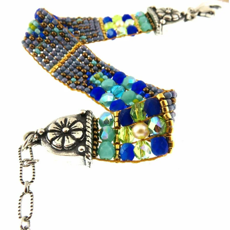 Versatile Layering Jewelry For Effortless Chic Chili Rose Blue Smoke with Flower Button Ends Bracelet