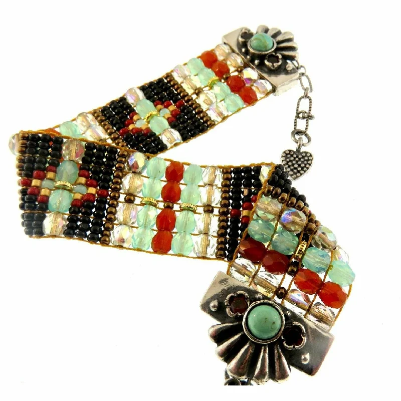 Limited-Stock Jewelry Sale – Once It's Gone, It's Gone Chili Rose "Black Scales" Bracelet with Flower Gems