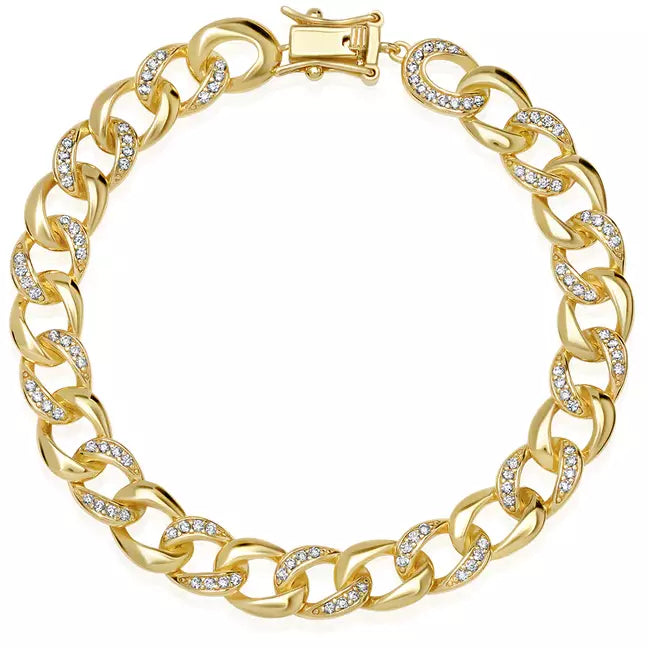 Chic, Trendy, And Affordable Jewelry Sale CRISLU Pave Curb Link Bracelet Finished in 18kt Gold Finish - 7 Inches Chic, Trendy, And Affordable Jewelry Sale CRISLU Pave Curb Link Bracelet Finished in 18kt Gold Finish - 7 Inches