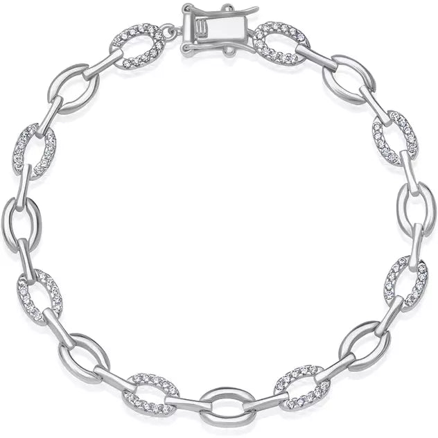 Sparkle More For Less – Jewelry Sale Happening Now CRISLU Pave Oval Link Bracelet Finished in Pure Platinum- 7 Inches Sparkle More For Less – Jewelry Sale Happening Now CRISLU Pave Oval Link Bracelet Finished in Pure Platinum- 7 Inches