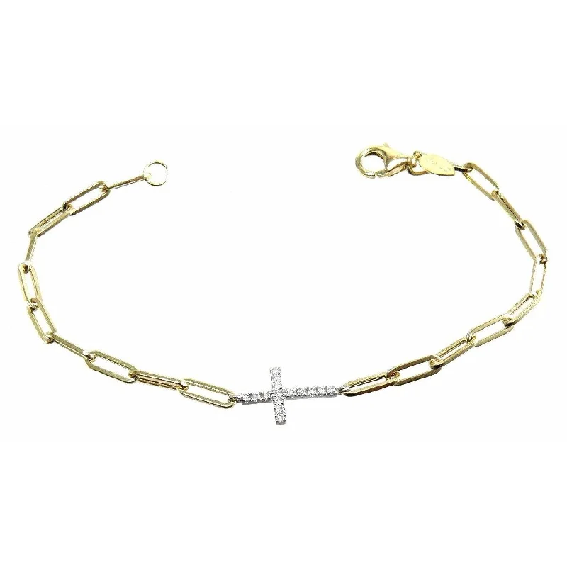Gorgeous Jewelry, Limited-Time Savings Meira T 14K Diamond Cross Bracelet with Paperclip Chain Gorgeous Jewelry, Limited-Time Savings Meira T 14K Diamond Cross Bracelet with Paperclip Chain