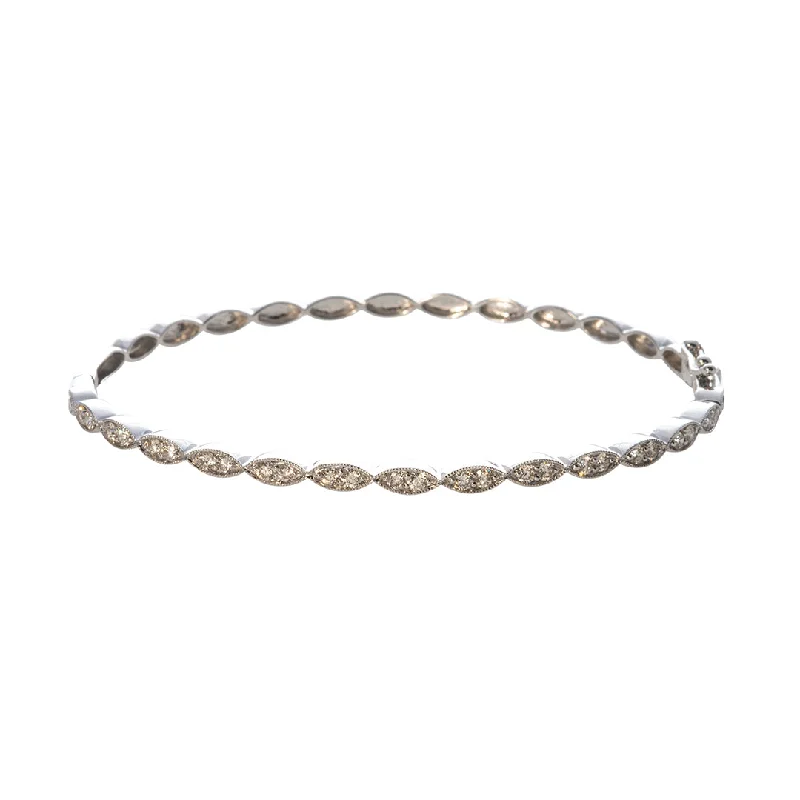 Don't Miss Our Biggest Jewelry Sale Of The Season Diamond 14K White Gold Milgrain Marquise Bangle