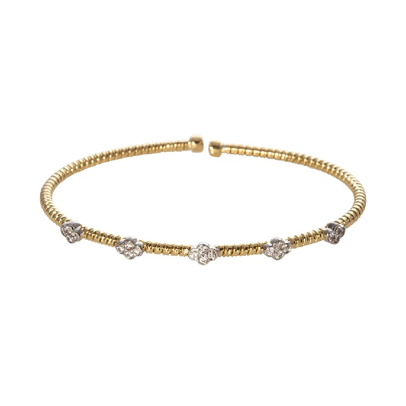 Huge Markdowns On Premium Jewelry Styles Diamond 5 Station 18K Yellow Gold Flexible Cuff Bangle Huge Markdowns On Premium Jewelry Styles Diamond 5 Station 18K Yellow Gold Flexible Cuff Bangle