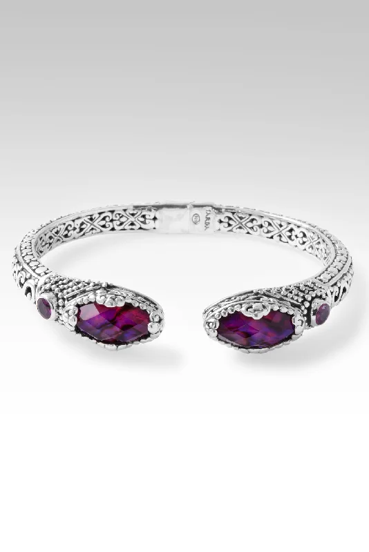 Modern Statement Jewelry For Bold Styling Extend Kindness Tip-to-Tip Bracelet™ in Pink Purple Abalone & Quartz Triplet Modern Statement Jewelry For Bold Styling Extend Kindness Tip-to-Tip Bracelet™ in Pink Purple Abalone & Quartz Triplet