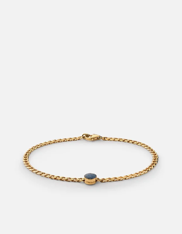 Celebrate Every Occasion With Sparkling Savings Eye of Time Type Chain Bracelet, Gold Vermeil/Blue