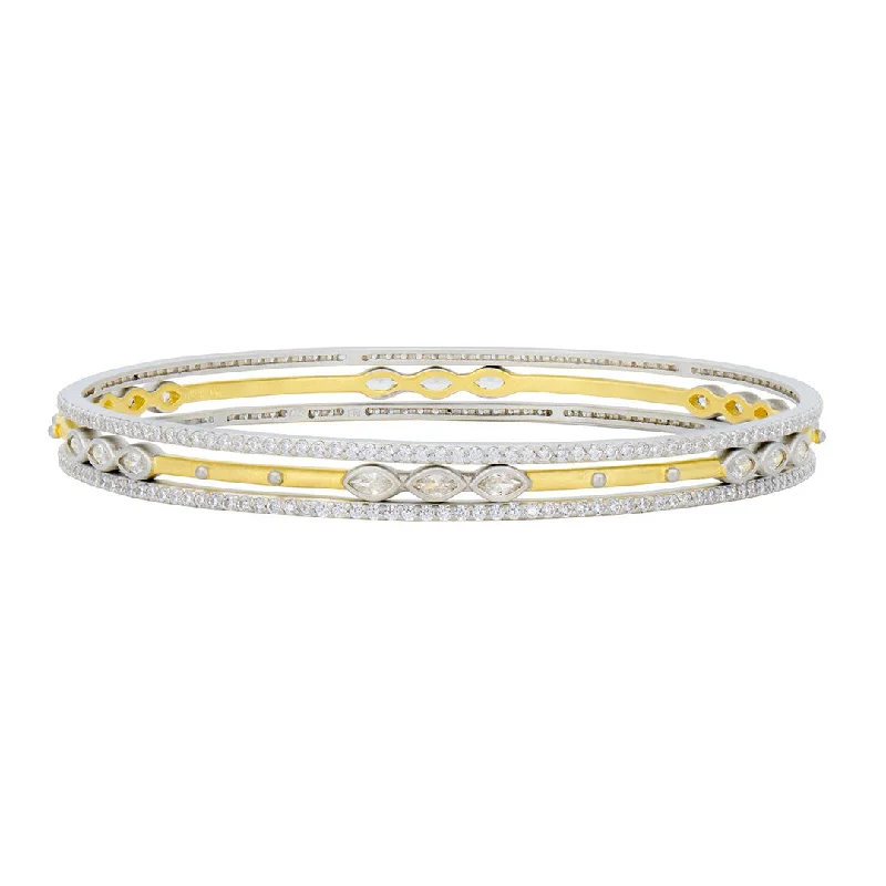 Timeless Elegance At Unbelievable Discounts Freida Rothman Signature Marquise Station 3 Stack Bangle Timeless Elegance At Unbelievable Discounts Freida Rothman Signature Marquise Station 3 Stack Bangle