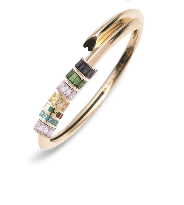 Gemstone Baguette, Internal Compass, Reverie & Initials & Numbers: Strong Heart Bangle