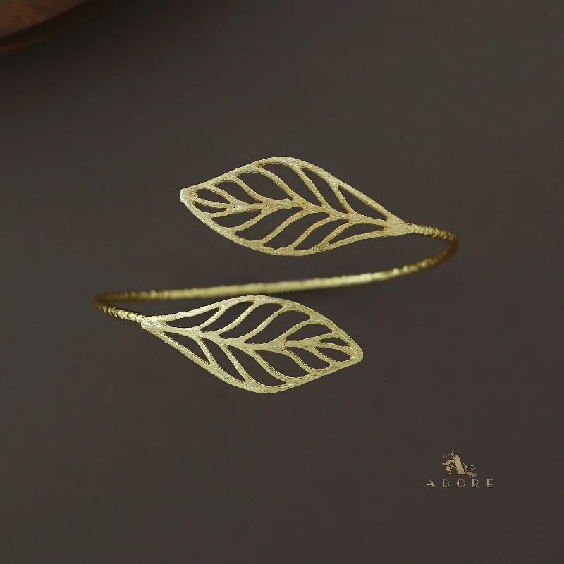 Limited-Stock Jewelry Sale – Shop Before It's Gone Hesita Golden Dual Leaf Bangle