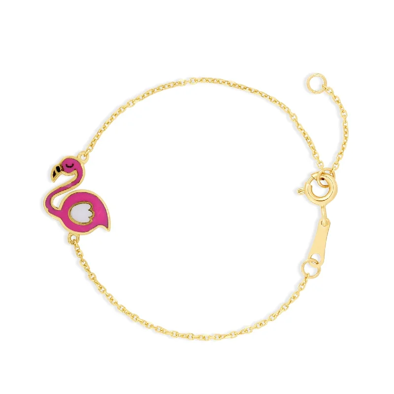 Elegant Jewelry, Exclusive Prices – Shop Now Kids 14K Gold Enamel Flamingo Bracelet