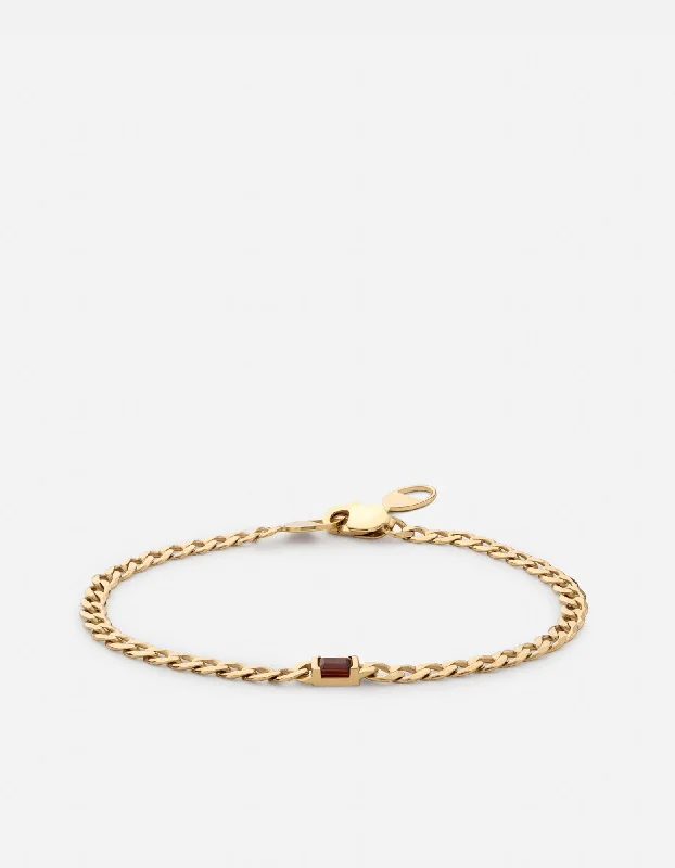 Romantic Heart-Shaped Jewelry For Special Gifts Lyra Garnet Chain Bracelet, Gold Vermeil