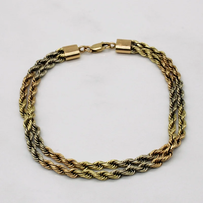 Grab Your Dream Jewelry At The Lowest Prices Tri Tone Gold Rope Chain Bracelet | 8" |
