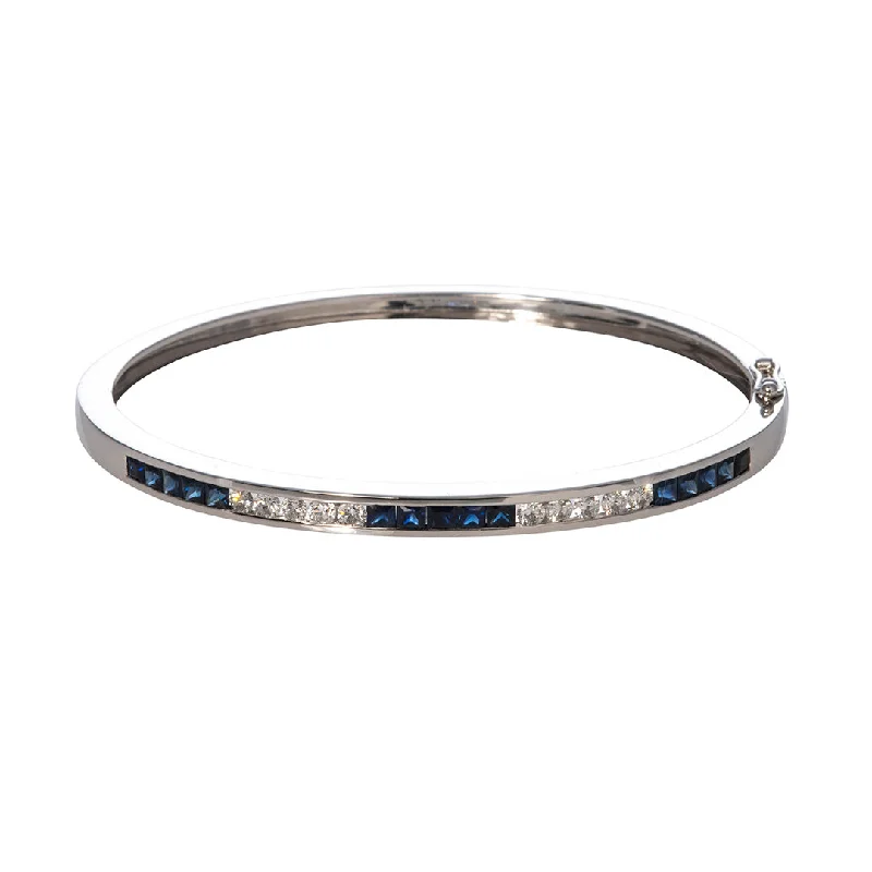 Elegant Jewelry Styles At Budget-Friendly Prices Sapphire & Diamond Channel Set 14K White Gold Bangle Elegant Jewelry Styles At Budget-Friendly Prices Sapphire & Diamond Channel Set 14K White Gold Bangle