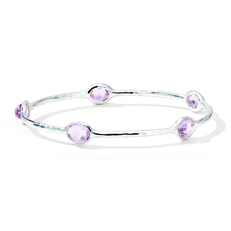 Discounted Luxury Jewelry – Shine Without The Splurge 5-Stone Bangle in Amethyst
