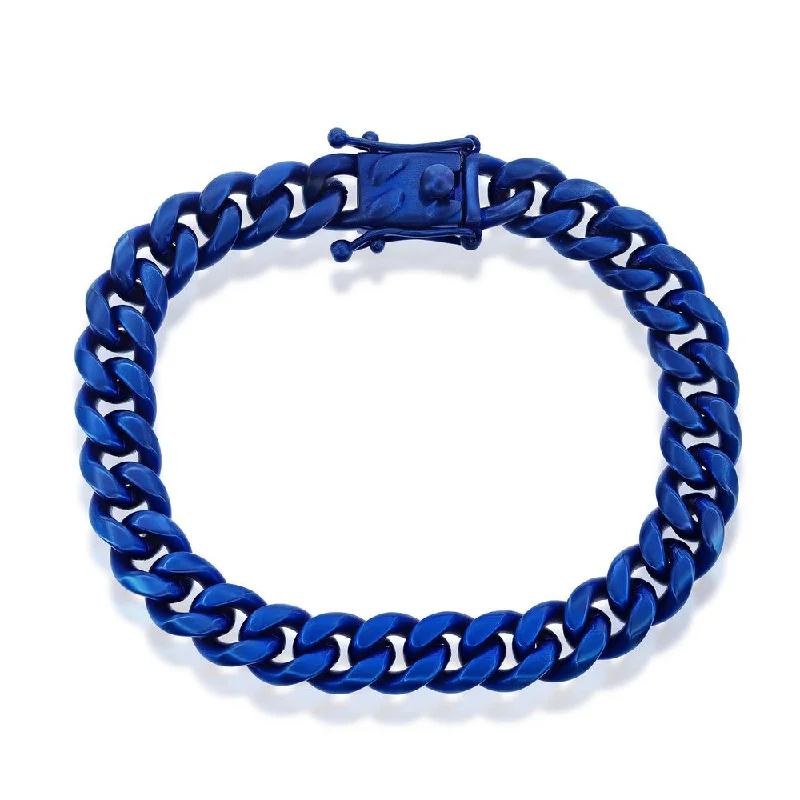 Fashion-Forward Jewelry At Incredible Prices Stainless Steel 10mm Miami Cuban Link Bracelet - Blue Plated