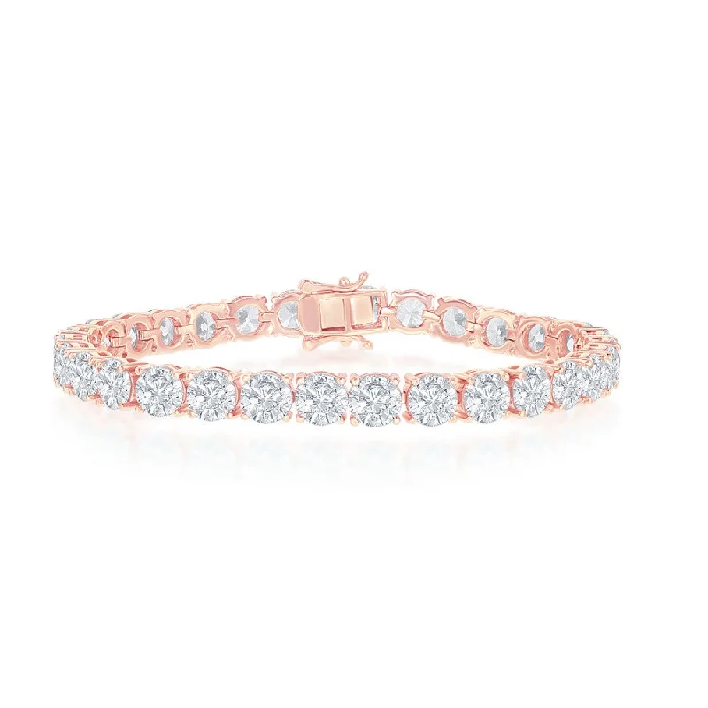 Premium Diamond Jewelry For Unforgettable Moments Sterling Silver 6mm Prong-Set Round CZ Tennis Bracelet - Rose Gold Plated