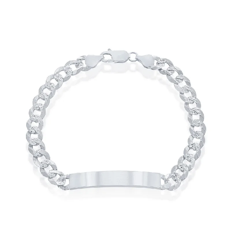 Premium Diamond Jewelry At Once-In-A-Lifetime Discounts Sterling Silver 7mm Pave Curb Chain ID Bracelet Premium Diamond Jewelry At Once-In-A-Lifetime Discounts Sterling Silver 7mm Pave Curb Chain ID Bracelet
