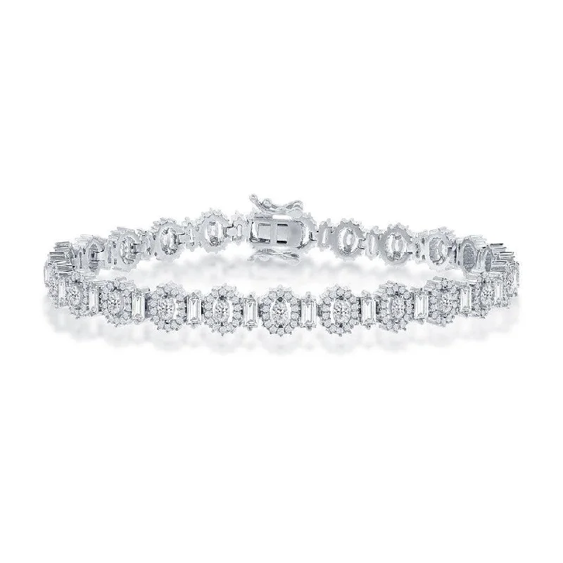 Fine Jewelry, Limited-Time Offers Available Sterling Silver Alternating Baguette & Oval CZ 5mm Tennis Bracelet Fine Jewelry, Limited-Time Offers Available Sterling Silver Alternating Baguette & Oval CZ 5mm Tennis Bracelet