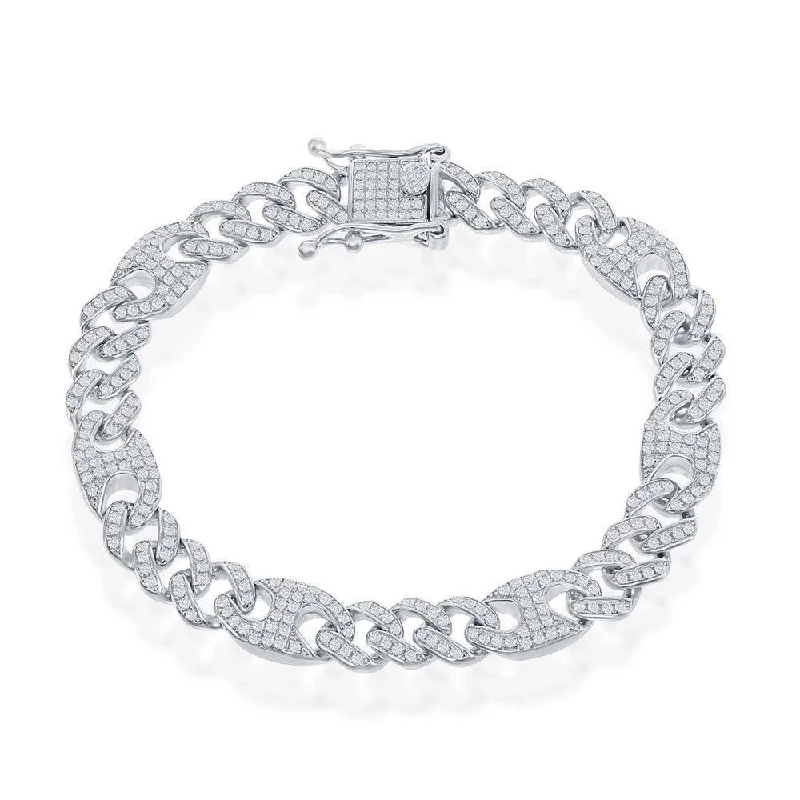 Shop Fine Jewelry With Amazing Deals Sterling Silver CZ Cuban Marina Bracelet 7.5"