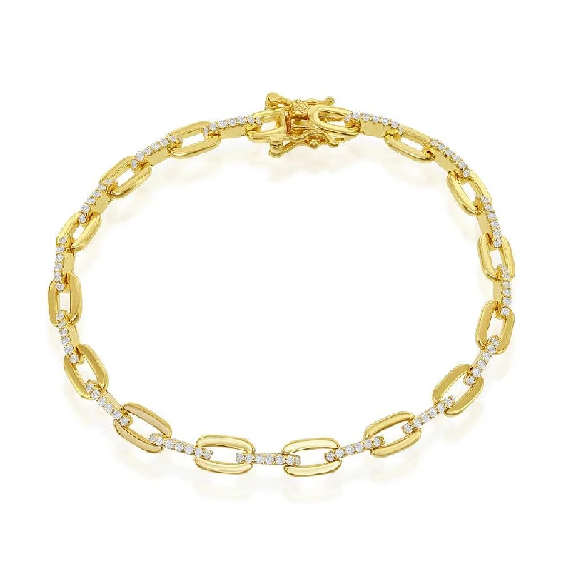 Unique Jewelry For Less – Shop The Sale Now Sterling Silver CZ Paperclip Bracelet - Gold Plated Unique Jewelry For Less – Shop The Sale Now Sterling Silver CZ Paperclip Bracelet - Gold Plated