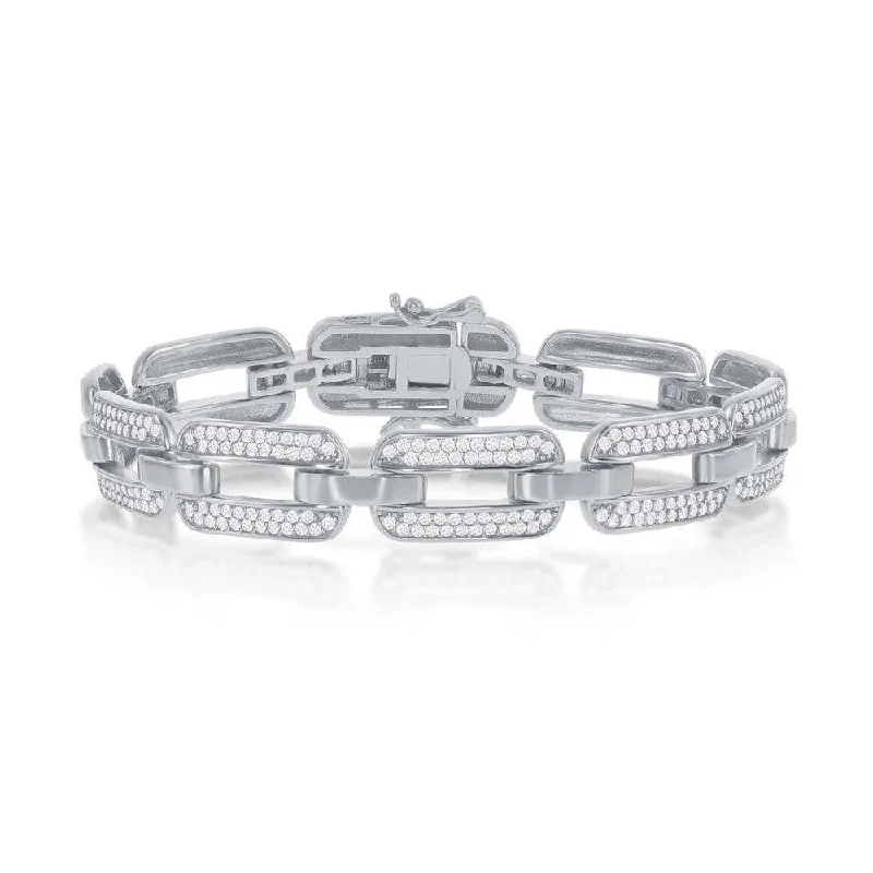 Handcrafted Beauty At Affordable Prices Sterling Silver Wide CZ Linked Bracelet