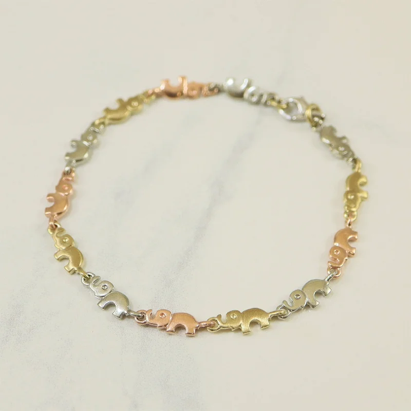 Exclusive Jewelry Sale – Limited-Time Discounts Tri Tone Gold Elephant Link Bracelet |
