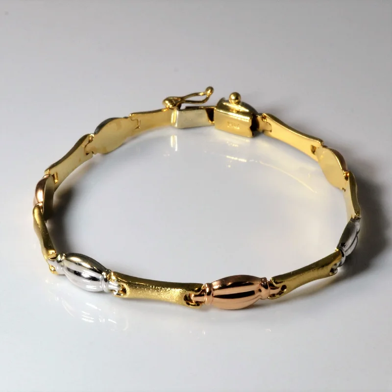 Customized Silver Jewelry For Unique Style Tri Tone Gold Chain Bracelet | 7" |