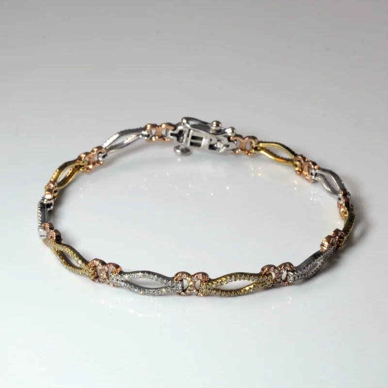 Adjustable Charm Bracelets For A Perfect Fit Tri Tone Gold Diamond Bracelet | 3.71ctw | 7" |