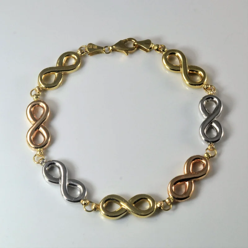 Limited-Time Jewelry Sale – Elegant Styles At Less Tri Tone Gold Infinity Bracelet | 8" |