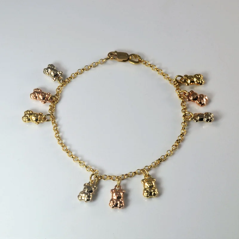 Seasonal Jewelry Sale – Upgrade Your Style Today Tri Tone Teddy Bear Charm Bracelet | 7" |