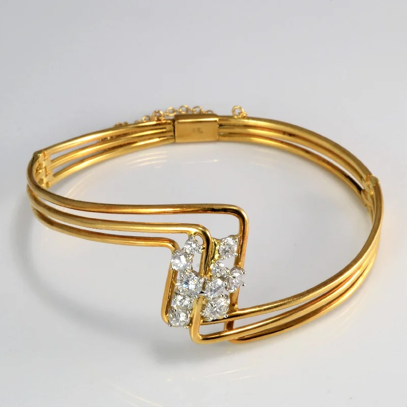 Trending Jewelry Styles Now At Limited-Time Discounts Triple Row Bypass Cluster Diamond Bangle | 0.90 ctw, 6.5''|