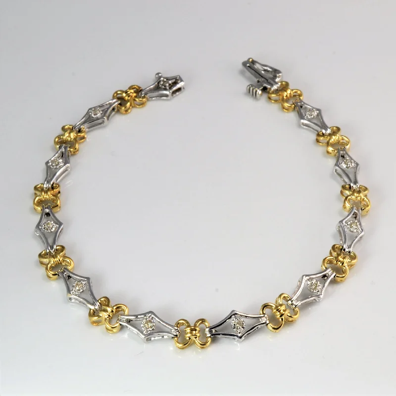 Luxury Jewelry Without The Luxury Price Tag Two Tone Gold Diamond Chain Bracelet | 0.11 ctw, 7''| Luxury Jewelry Without The Luxury Price Tag Two Tone Gold Diamond Chain Bracelet | 0.11 ctw, 7''|